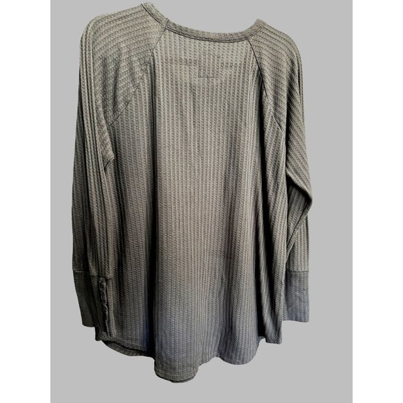 Chaser size XXL purple round neck waffle thermal wide cuff tunic top - Picture 2 of 7